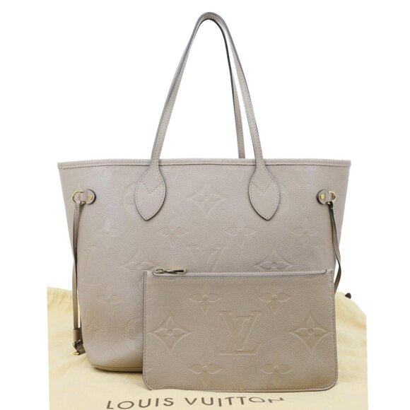 Louis Vuitton Neverfull MM Empreinte Leather Tote Shoulder Bag Beige - Picture 3 of 11